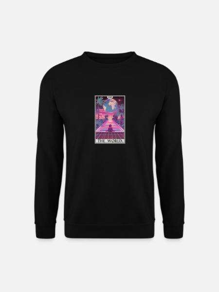 Tarotkarten Tarotkarte The World Die Welt - Unisex Pullover - Schwarz