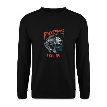 River Demons Fishing für eine Anglerin Fischerin - Unisex Pullover - Schwarz - Vorne - Alina (178cm) & Michal (187cm)