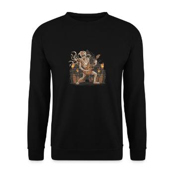 Lustige Mumie, die Gitarre spielt Halloween - Unisex Pullover - Schwarz - Vorne - Alina (178cm) & Michal (187cm)