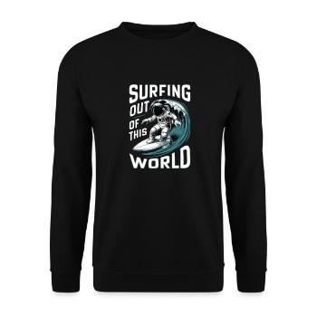 Surfing Out of This World - Humor - Unisex Sweatshirt - black - Front - Alina (178cm) & Michal (187cm)
