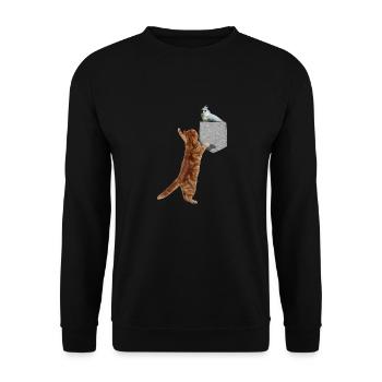 Katze Erreicht Büschelmeise In Falscher Tasche Cool - Unisex Pullover - Schwarz - Vorne - Alina (178cm) & Michal (187cm)