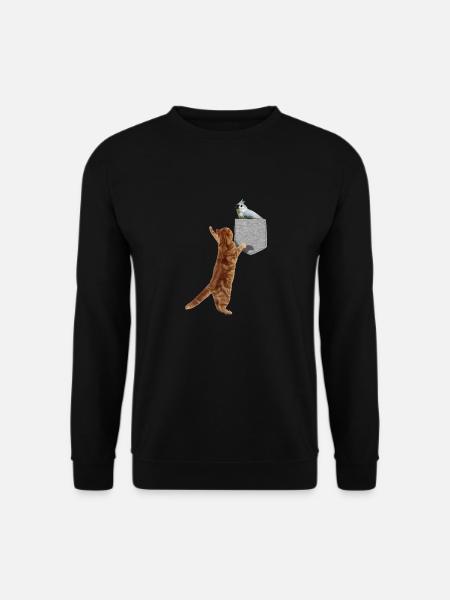 Chat atteignant la mésange touffetée dans la fausse poche Cool - Sweat-shirt Unisexe - noir