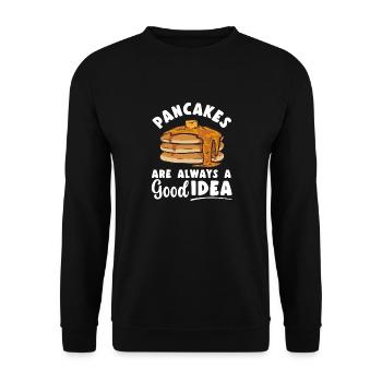 Pancake Frühstück Pfannkuchen - Unisex Pullover - Schwarz - Vorne - Alina (178cm) & Michal (187cm)