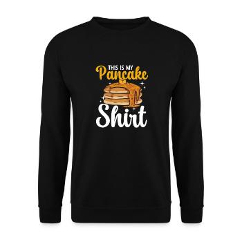 Pancake Frühstück Pfannkuchen - Unisex Pullover - Schwarz - Vorne - Alina (178cm) & Michal (187cm)