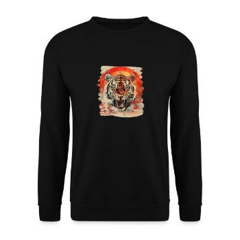 Tigre japonais rétro des années 80 - Sweat-shirt Unisexe - noir - Devant - Alina (178cm) & Michal (187cm)
