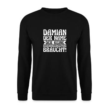Vorname Damian - Unisex Pullover - Schwarz - Vorne - Alina (178cm) & Michal (187cm)