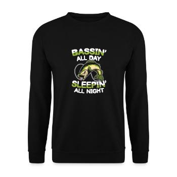 Bassin' All Day Sleepin' All Night - Unisex Pullover - Schwarz - Vorne - Alina (178cm) & Michal (187cm)