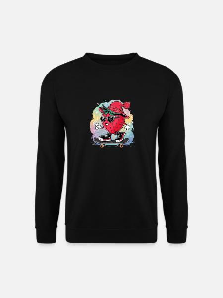 Cooler Erdbeere-Skater - Unisex Pullover - Schwarz
