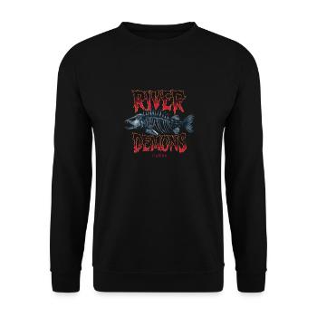 River Demons Fishing für eine Anglerin Fischerin - Unisex Pullover - Schwarz - Vorne - Alina (178cm) & Michal (187cm)