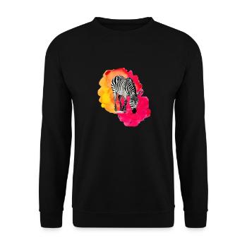 Zèbre Afrique Zoo Sauvage Animaux Rayures Coloré - Sweat-shirt Unisexe - noir - Devant - Alina (178cm) & Michal (187cm)