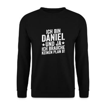 Vorname Daniel - Unisex Pullover - Schwarz - Vorne - Alina (178cm) & Michal (187cm)