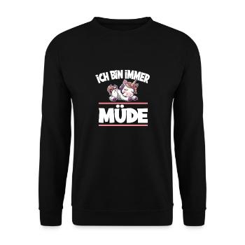 Ich Bin Immer Müde Einhorn - Unisex Pullover - Schwarz - Vorne - Alina (178cm) & Michal (187cm)