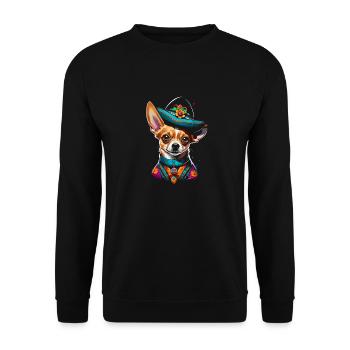 Niedlich - Geometrischer Chihuahua Hund Mexiko - Unisex Pullover - Schwarz - Vorne - Alina (178cm) & Michal (187cm)
