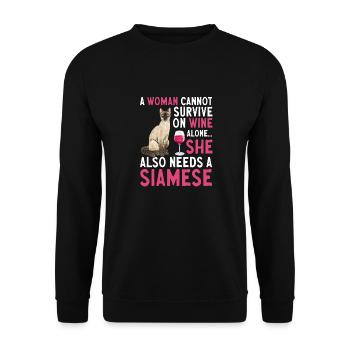 Siamese Cat Siamese Cat - Unisex Sweatshirt - black - Front - Alina (178cm) & Michal (187cm)