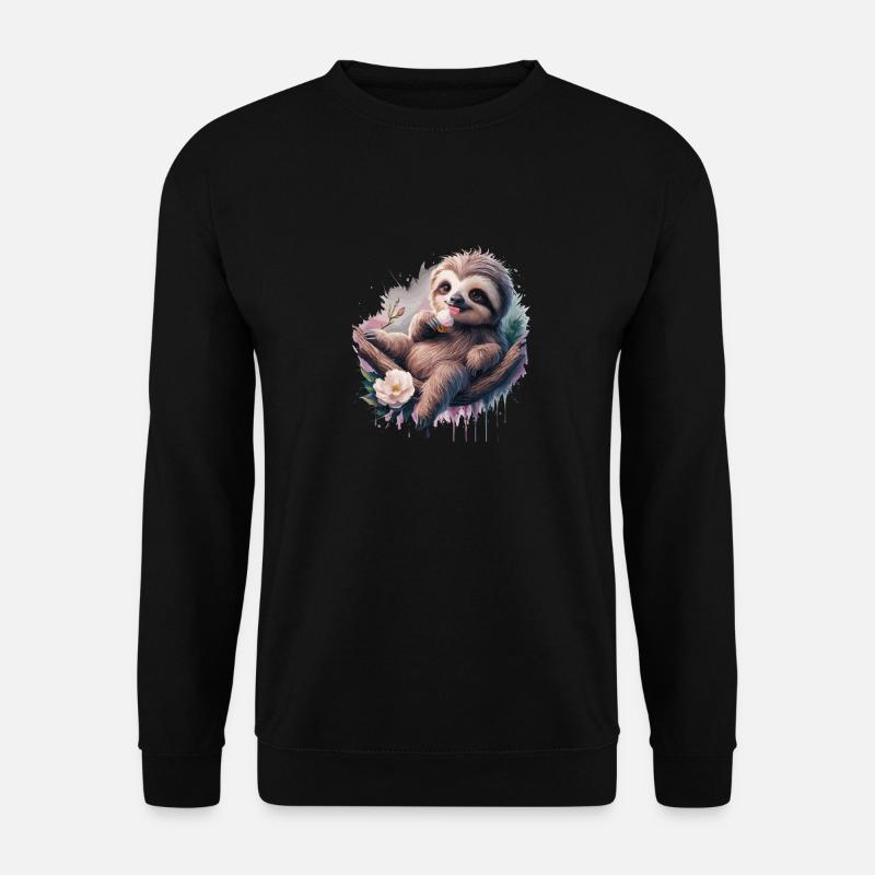 Lustiges Faultier geniesst ein Eis - Unisex Pullover - Schwarz