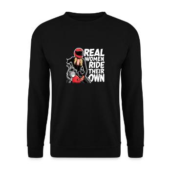 Real Women Ride Their Own für eine - Unisex Pullover - Schwarz - Vorne - Alina (178cm) & Michal (187cm)