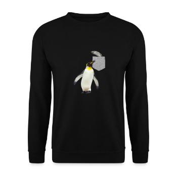 Pinguin, der nach Fisch in Ihrer falschen Tasche greift Spaß - Unisex Pullover - Schwarz - Vorne - Alina (178cm) & Michal (187cm)
