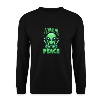 Alien Alien I Come in Peace Peace - Unisex Sweatshirt - black - Front - Alina (178cm) & Michal (187cm)