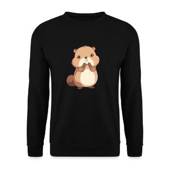 Beaver Biber - Unisex Pullover - Schwarz - Vorne - Alina (178cm) & Michal (187cm)