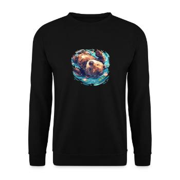 Beaver Biber - Unisex Pullover - Schwarz - Vorne - Alina (178cm) & Michal (187cm)