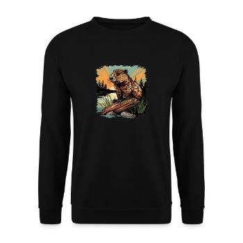 Beaver Biber - Unisex Pullover - Schwarz - Vorne - Alina (178cm) & Michal (187cm)