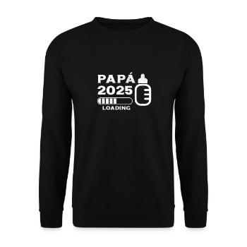 Papa 2025 Loading Geschenk Zukunft Vater - Unisex Pullover - Schwarz - Vorne - Alina (178cm) & Michal (187cm)