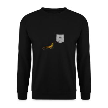 Lizard Tongue Reaching For Fly In Fake Pocket Fun - Unisex Sweatshirt - black - Front - Alina (178cm) & Michal (187cm)