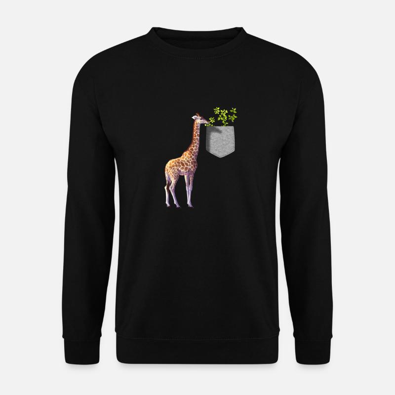 Girafe atteignant une branche avec des feuilles dans la poche - Sweat-shirt Unisexe - noir