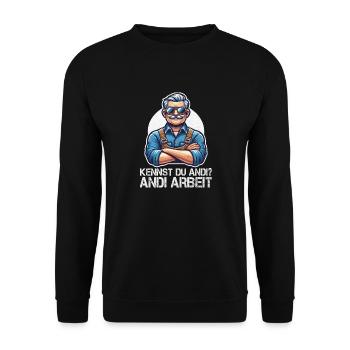 Handwerker Andi Arbeit Geschenk Sprüche Lustig - Unisex Pullover - Schwarz - Vorne - Alina (178cm) & Michal (187cm)