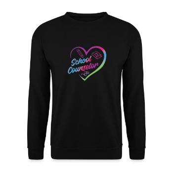 School Counselor Heart Watercolor - Unisex Pullover - Schwarz - Vorne - Alina (178cm) & Michal (187cm)