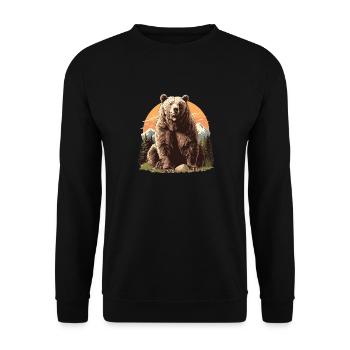 Bear Bären Bär - Unisex Pullover - Schwarz - Vorne - Alina (178cm) & Michal (187cm)