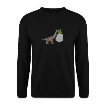 Brachiosaure Cherchant Des Feuilles Dans Une Fausse Poche - Sweat-shirt Unisexe - noir - Devant - Alina (178cm) & Michal (187cm)