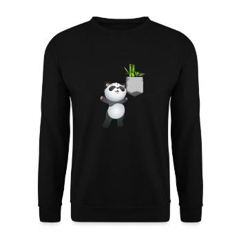 Panda greift nach Bambus in Ihrer falschen Tasche Spaß - Unisex Pullover - Schwarz - Vorne - Alina (178cm) & Michal (187cm)