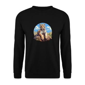 Bengal Tiger King Tiger - Unisex Sweatshirt - black - Front - Alina (178cm) & Michal (187cm)