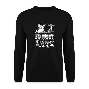 Cornish rex Cat Cornish rex I Do What I Want - Unisex Sweatshirt - black - Front - Alina (178cm) & Michal (187cm)