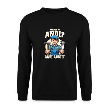 Handwerker Andi Arbeit Geschenk Sprüche Lustig - Unisex Pullover - Schwarz - Vorne - Alina (178cm) & Michal (187cm)