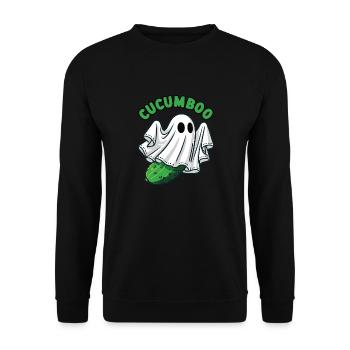 Gurke Lustige Gurke Halloween Kostüm Ghost Bo - Unisex Pullover - Schwarz - Vorne - Alina (178cm) & Michal (187cm)