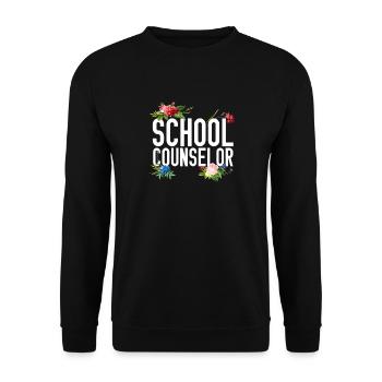 School Counselor Flower Floral - Unisex Pullover - Schwarz - Vorne - Alina (178cm) & Michal (187cm)