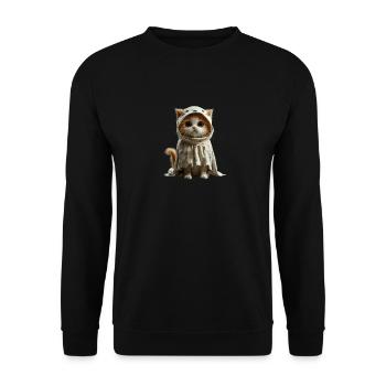 Cute Ghost Kitten - Halloween Disguise - Unisex Sweatshirt - black - Front - Alina (178cm) & Michal (187cm)