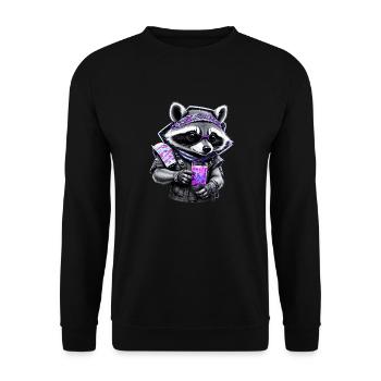 Cool Raccoon - Unisex Pullover - Schwarz - Vorne - Alina (178cm) & Michal (187cm)
