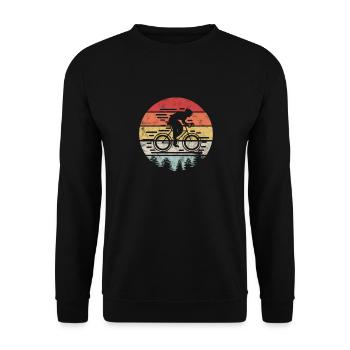 retro Radfahrer Fahrrad Mountain Bike Geschenk - Unisex Pullover - Schwarz - Vorne - Alina (178cm) & Michal (187cm)