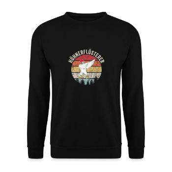 Lustiger Retro Hühnerflüsterer Hühner Huhn - Unisex Pullover - Schwarz - Vorne - Alina (178cm) & Michal (187cm)
