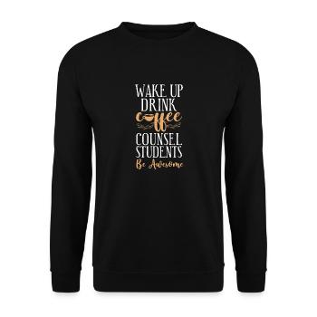 School Counselor Coffee Wake Up - Unisex Sweatshirt - black - Front - Alina (178cm) & Michal (187cm)