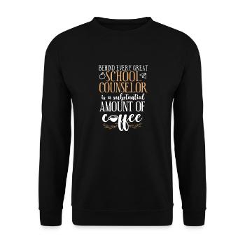 School Counselor Coffee Behind - Unisex Pullover - Schwarz - Vorne - Alina (178cm) & Michal (187cm)