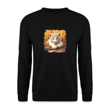 White Tiger Weiße Tiger Weißer Tiger - Unisex Pullover - Schwarz - Vorne - Alina (178cm) & Michal (187cm)