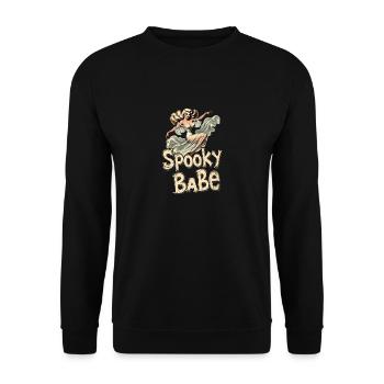 Spooky Babe Retro Ghost Women's Costume - Unisex Sweatshirt - black - Front - Alina (178cm) & Michal (187cm)