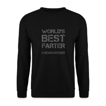 WORLD'S BEST FARTHER I MEAN FATHER – Bester Pupser - Unisex Sweatshirt - black - Front - Alina (178cm) & Michal (187cm)