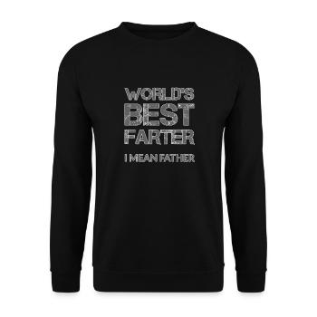 WORLD'S BEST FARTHER I MEAN FATHER – Bester Pupser - Unisex Sweatshirt - black - Front - Alina (178cm) & Michal (187cm)