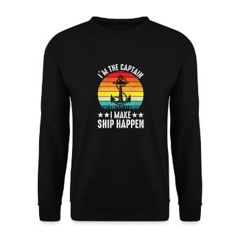 Bateau Yacht Bateau Vintage Capitaine - Sweat-shirt Unisexe - noir - Devant - Alina (178cm) & Michal (187cm)