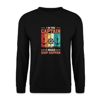 Bateau Yacht Bateau Vintage Capitaine - Sweat-shirt Unisexe - noir - Devant - Alina (178cm) & Michal (187cm)